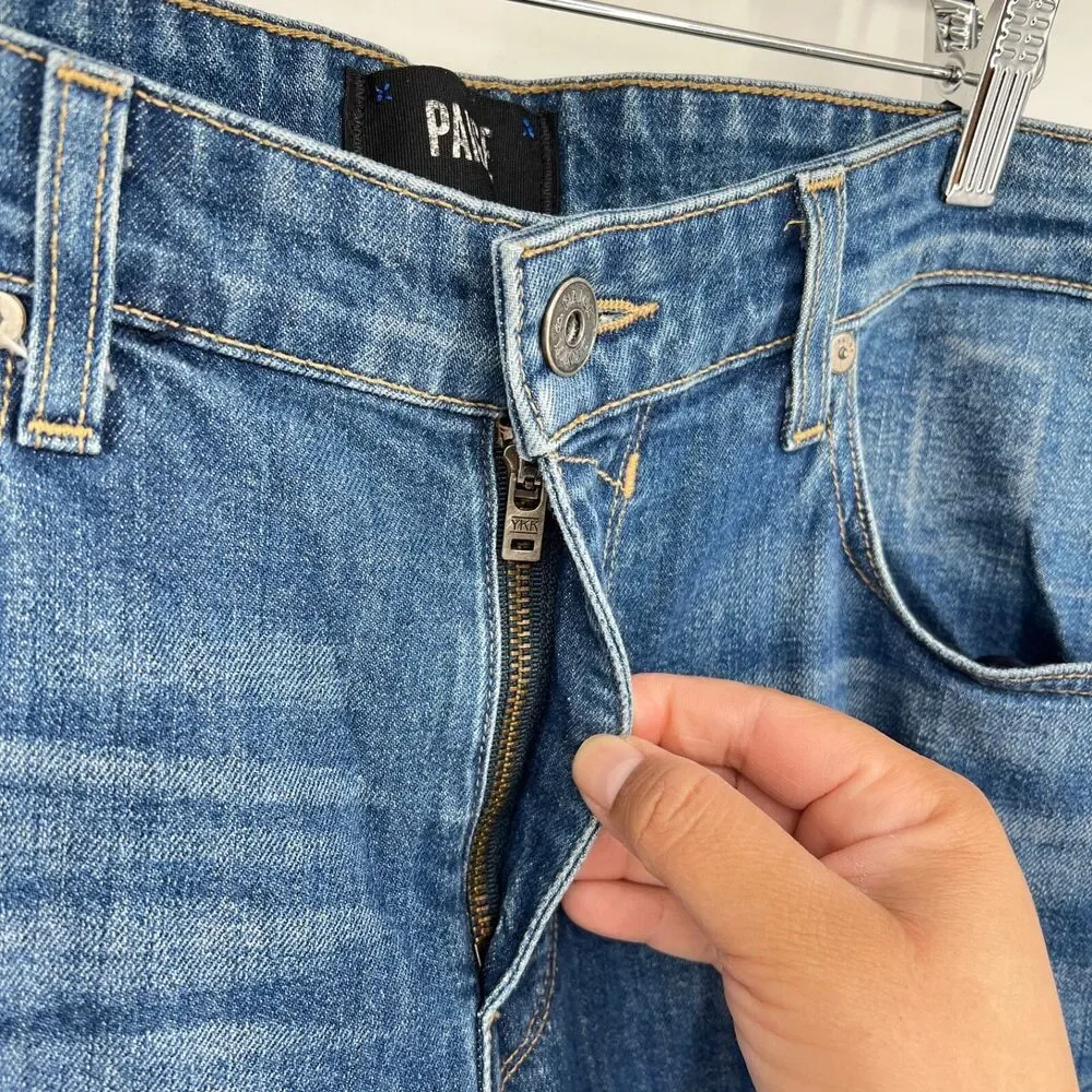 Paige Jeans Mens 32x31 Blue Normandie Straight Medium Wash Stretch Denim Pockets